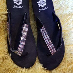 Yellow Box Rhinestone Embellished Flip Flops